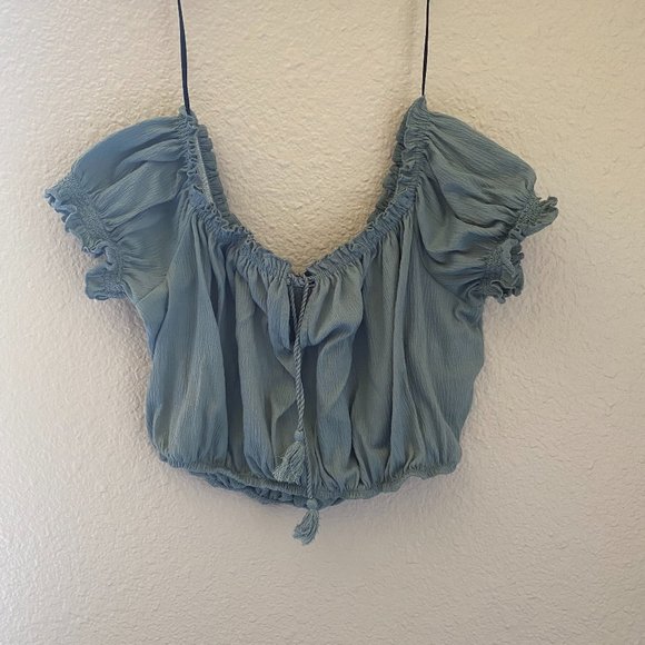 Sage-Colored Off-the-Shoulder Top - Picture 1 of 3